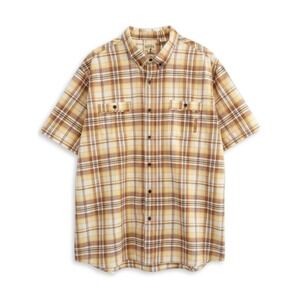 RedHead Plaid Shirt Men 3XL Button Down Shirt Short Sleeve Cabin Rugged Dad Core